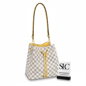 Azure Checkered Print Drawstring Bucket Shoulder Bag N40513