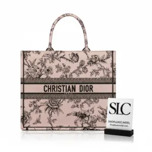 Book Tote Bag with Pink Jardin Botanique Embroidery