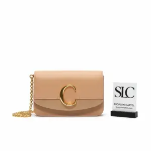 C Logo Embellished Evening Clutch Bag With Chain S1159