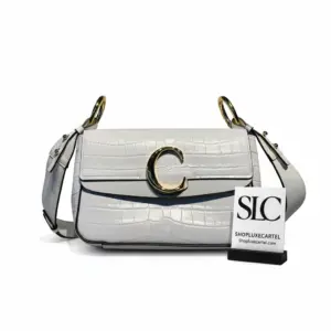 C Small Double Carry Shoulder Bag in Embossed Croco A871