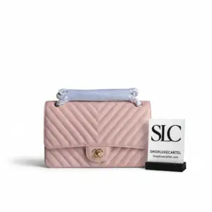 Classic Chevron Quilted Caviar Leather Flap Shoulder Bag A01112