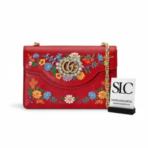 Classic Floral Embroidered Small Leather Shoulder Bag 499617