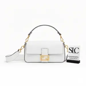 Classic Grained Calfskin Flap Shoulder Baguette Bag 8BR600
