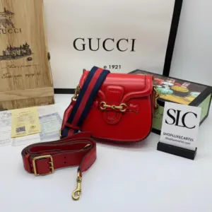 Classic Lady Web Shoulder Bag in Calfskin Leather 384821