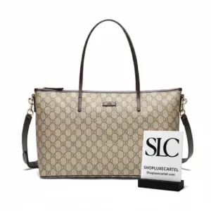 Classic Monogram Print Medium Zip Top Tote Bag 353437