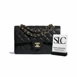 Classic Quilted Double Flap Shoulder Bag in Caviar Calfskin A01113