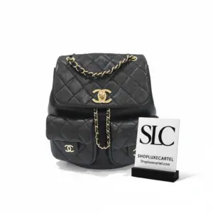 Classic Quilted Small Duma Backpack in Caviar Calfskin AS3860