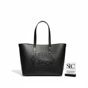 Classic Small Embossed Crest Leather Shoulder Tote 40801091