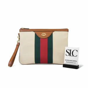 Classic Striped Canvas Vintage Web Cosmetic Travel Pouch 449479