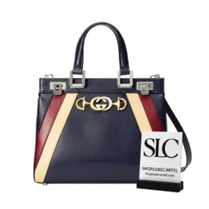 Classic Striped Smooth Leather Small Top Handle Bag 569712