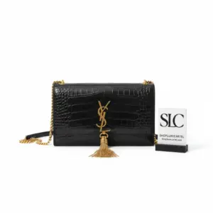 Classic Tassel Chain Wallet in Crocodile-Embossed Leather 452159