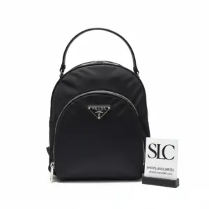 Classic Travel Backpack in Durable Nylon and Saffiano Leather 1BZ3811