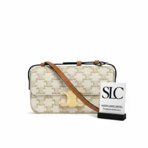 Classic Triomphe Monogram Print Shoulder Bag with Calfskin 194142