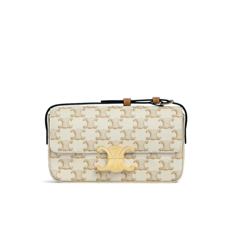 Classic-Triomphe-Monogram-Print-Shoulder-Bag-with-Calfskin-194142-White-Classic-Triomphe-Monogram-Print-Shoulder-Bag-with-Calfskin-194142-White-1.webp