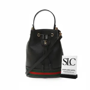 Classic Web Stripe Small Drawstring Shoulder Bucket Bag 610846