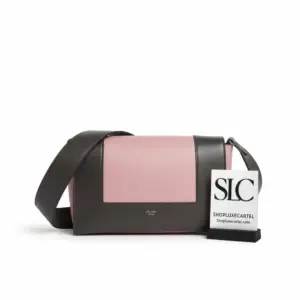 Colorblock Frame Medium Leather Shoulder Bag Black Pink 180263