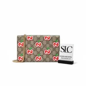 Compact Apple Print Chain Strap Card Case Wallet 634275