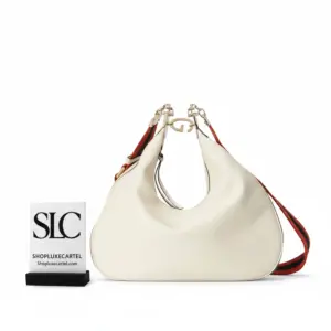 Crescent Shape White Leather Attache Medium Shoulder Bag 702823
