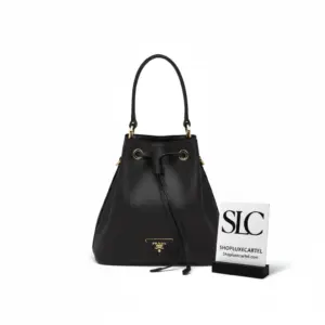 Crosshatch Texture Leather Drawstring Bucket Bag 1BE032