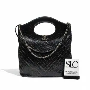 Crumpled Calfskin Leather 31 Large Shopping Tote Bag 0091