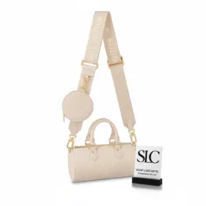 Cylindrical Papillon BB Top Handle Barrel Bag Creme Beige M45994