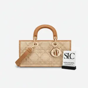 D-Joy Top Handle Bag in Natural Woven Cannage Raffia M05400