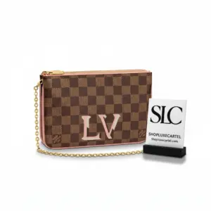 Damier Ebene Print Double Zip Pochette Shoulder Bag N60254