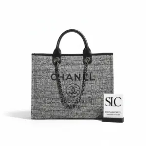 Deauville Large Shopping Tote Bag in Charcoal Jacquard A66941