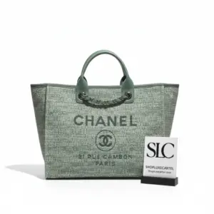 Deauville Style Large Canvas Shopping Tote Bag Fig Green A66941