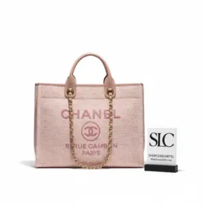 Deauville Style Large Canvas Shopping Tote Bag Pink A66941