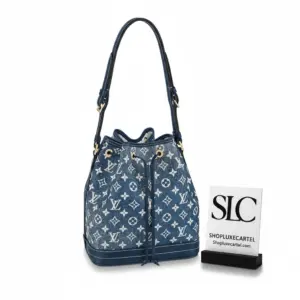 Denim Jacquard Textil Petit Noe Drawstring Bucket Bag M59606