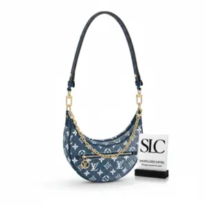 Denim Monogram Loop Hobo Shoulder Bag in Blue M81166