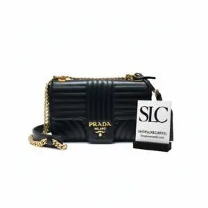 Diagramme Quilted Medium Leather Shoulder Bag Gold Hardware 1BD108