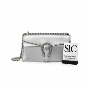 Dionysus Chain Strap Shoulder Bag in Silver Lame Leather 499623