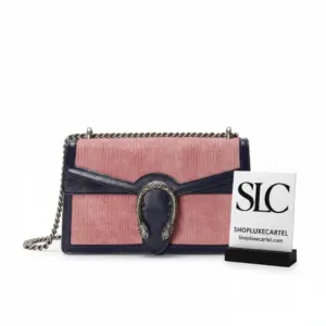 Dionysus Tiger Head Pink Corduroy Small Shoulder Bag 400249