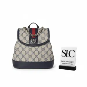 Dome Shaped Mini Backpack with Classic Web Stripe Detail 795221