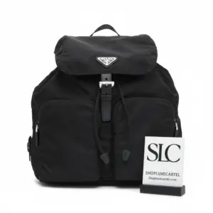 Durable Travel Backpack in Nylon and Saffiano Leather 1BZ005