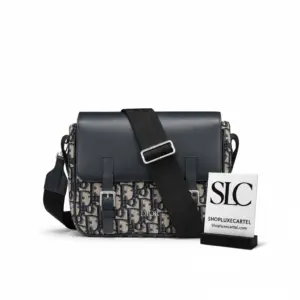 East-West Monogram Canvas Flap Bag with Calfskin Trim M9994