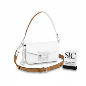 Elegant Calfskin Leather Swing Crossbody Handbag in White M20395