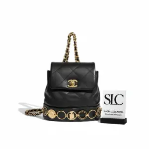 Elegant Quilted Calfskin Small Backpack in Classic Black AS4275