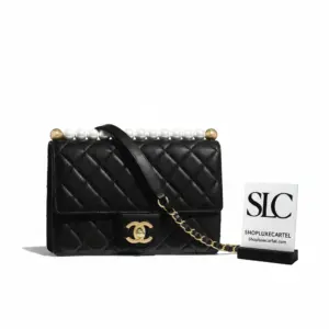 Elegant Quilted Flap Shoulder Bag with Pearl Chain AS0585