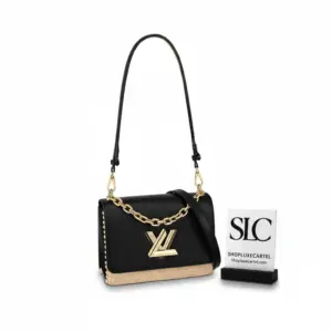 Elegant Twist Lock MM Shoulder Handbag in Black M57647