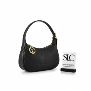 Embossed Monogram Leather Mini Crescent Shoulder Hobo Bag