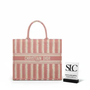 Embroidered D-Stripes Book Style Shopper Tote Bag M1286