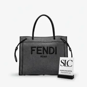 Embroidered Logo Large Wool Fabric Shopper Tote Bag 8BH379