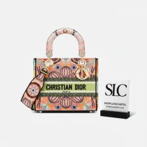 Embroidered Medium Lady D-Lite Multicolor Top Handle Bag M0565