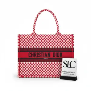 Embroidered Polkadot Small Top Handle Book Tote Bag M1296