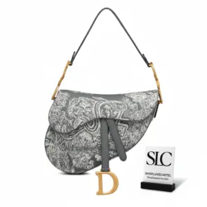 Embroidered Saddle Bag with Toile de Jouy Jacquard M0446