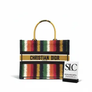 Embroidered Small Book Tote with Multicolor Stripe Design M1296