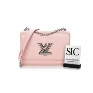 Epi Leather Twist MM Shoulder Bag in Rose Ballerine M50282